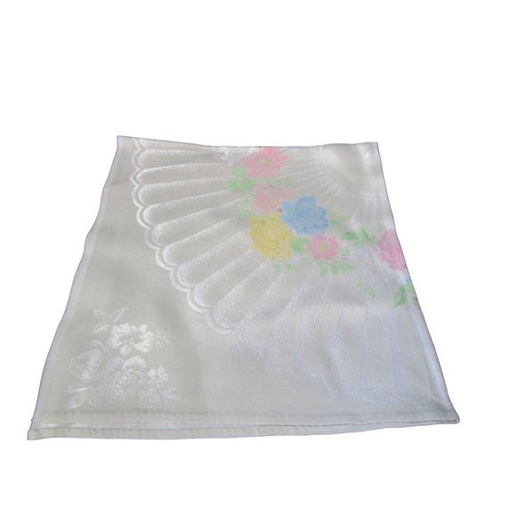 Dove Gray Cotton Rayon Blend Hand Colored Damask Floral Dinner Napkins Five - Picture 14 of 16